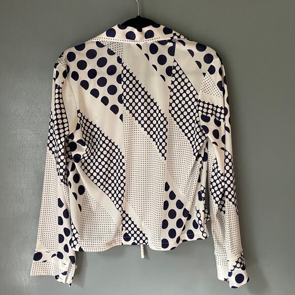 Vintage Women's 16 Blouse STYLE RITE Polka Dot Navy White Retro Secretary MCM - Picture 5 of 10